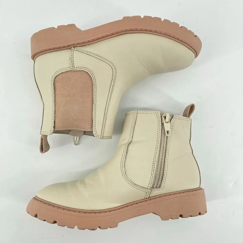 Wonder Nation Toddler Girls Pink Lug Sole Chelsea Boots Faux Leather Size 12